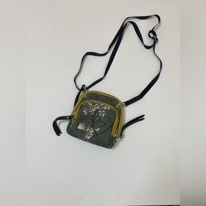 HAIKU MINI POUCH OLIVE GREEN AND GRAY AND WHITE CROSSBODY WITH ADJUSTABLE STRAP